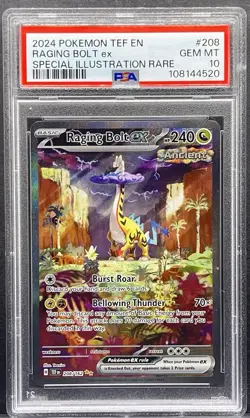 PSA 10 Raging Bolt EX 208 Special Illustration Rare 2024 Pokemon TEF GEM MINT - Image 1