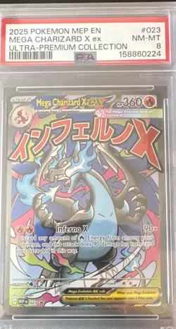 Pokemon TCG Mega Charizard X ex 023 Me: Mega Evolution Promo Holo EN PSA 8 2025 - Image 1