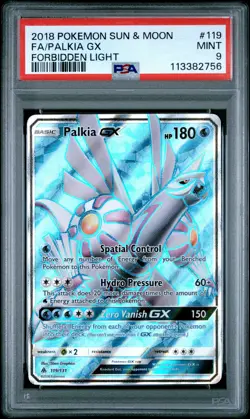 2018 POKEMON FORBIDDEN LIGHT PALKIA GX #119 FULL ART PSA 9 MINT #113382756 - Image 1