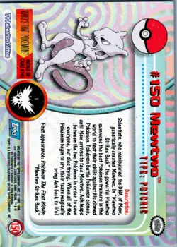 Topps Pokemon TV Animation Edition Series 3 Non Foil #150 Mewtwo SURFACE DMG - Image 2