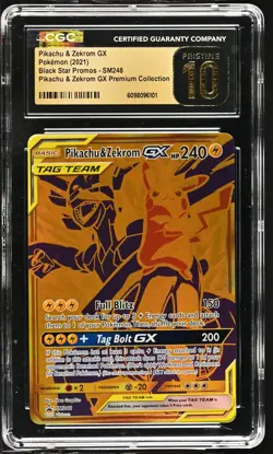 CGC 10 PRISTINE Pikachu & Zekrom GX SM248 Sun & Moon Black Star Promo Card - Image 1