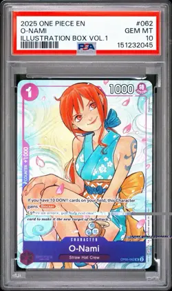 O-Nami (Illustration Box Vol.1) OP05-062 One Piece Promotion Cards Foil PSA 10 - Image 1