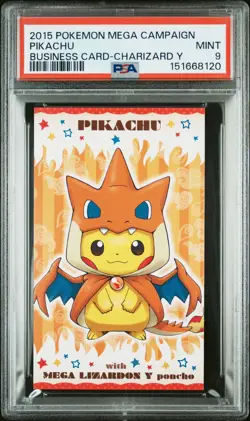 POKEMON JAPANESE STRONG CUTE PIKACHU MEGA CAMPAIGN BUSINESS CARDS PIKACHU PSA 9 - Image 1