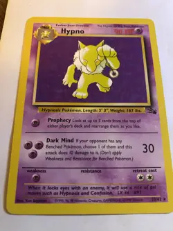 Hypno Fossil Unlimited 23/62 Non Holo Rare 1999 Vintage Pokemon TCG MP - Image 1