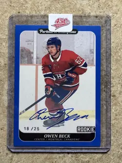 23-24 Parkhurst Champions Rookie Blue Border Auto #235 OWEN BECK /25 - Image 1