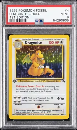1999 POKEMON FOSSIL 1ST EDITION #4 DRAGONITE-HOLO PSA 9 - Image 1