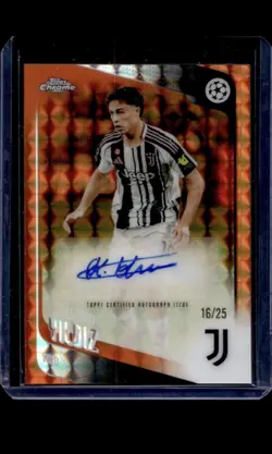 2025-26 Topps Chrome UEFA CC Kenan Yildiz Auto Orange Geometric Refractor #/25 - Image 1