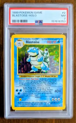 Pokemon TCG Blastoise Base Set Unlimited Holo Foil PSA NM 7 #2/82 1999 English - Image 1