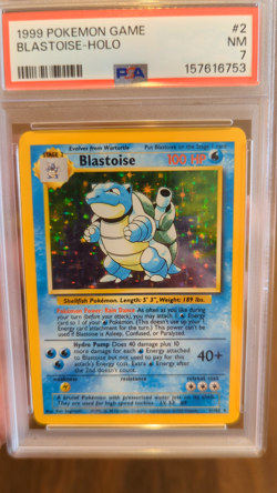 Pokemon TCG Blastoise Base Set Unlimited Holo Foil PSA NM 7 #2/82 1999 English - Image 2