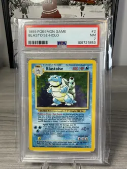 1999 POKEMON BASE SET UNLIMITED #2 BLASTOISE-HOLO PSA 7 - Image 1