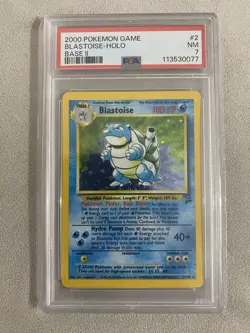1999 POKEMON BASE SET UNLIMITED #2 BLASTOISE-HOLO PSA 7 - Image 1