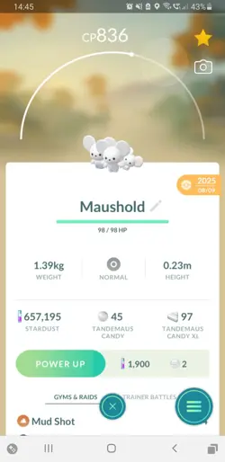 🐁Non Shiny Maushold (Famieps) Three Family Pokemon GO🐁 Registered or 20k - Image 1