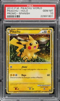 2010 POKEMON SPANISH WORLD PROMO PIKACHU HOLO FOIL PSA 10 GEM MINT #22991801 - Image 2