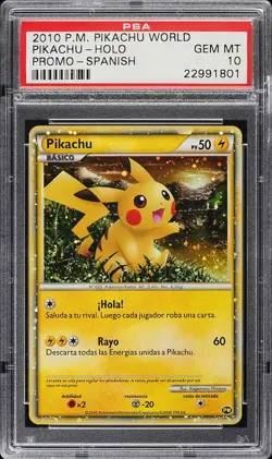 2010 POKEMON SPANISH WORLD PROMO PIKACHU HOLO FOIL PSA 10 GEM MINT #22991801 - Image 4