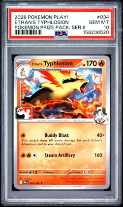 2026 POKEMON PLAY! POKEMON PRIZE PACK: SERIES 8 #034 ETHAN'S TYPHLOSION PSA 10 - Image 1