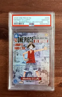 PSA 10 2026 ONE PIECE 055 MONKEY D. LUFFY ONE PIECE COLLEGE BASKETBALL US VOYAGE - Image 1