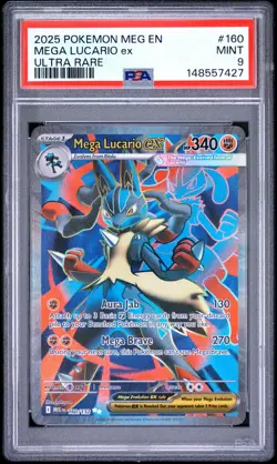 2025 POKEMON MEG EN-MEGA EVOLUTION ULTRA RARE #160 MEGA LUCARIO EX PSA 9 - Image 1