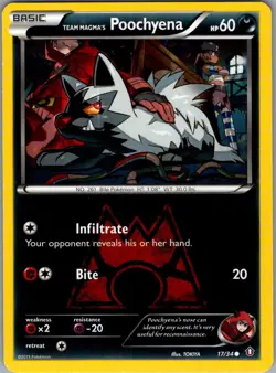 Team Magma's Poochyena 17/34 Non Holo Double Crisis - Pokemon Card - NM - Image 1