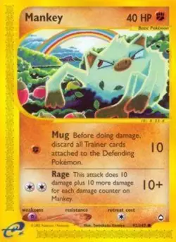 1x Mankey - 92/147 - Common NM-Mint Pokemon G2 - Aquapolis - Image 1