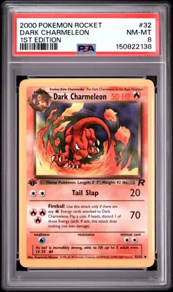 2000 POKEMON ROCKET 1ST EDITION #32 DARK CHARMELEON PSA 8 - Image 1
