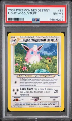2002 POKEMON NEO DESTINY #54 LIGHT WIGGLYTUFF PSA 8 - Image 1