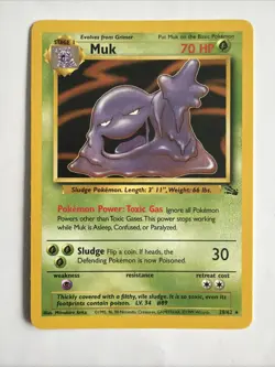 Pokemon TCG Vintage Muk 28/62 Fossil Regular Non-Holo Card LP Condition - Image 1