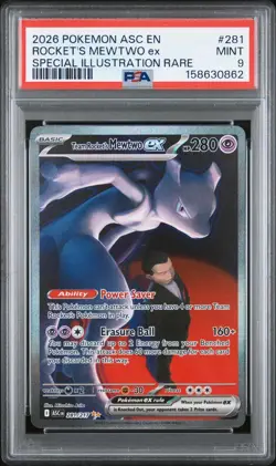 2026 POKEMON ASC EN-ASCENDED HEROES #281 TEAM ROCKET'S MEWTWO EX PSA 9 - Image 1