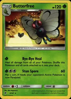 BUTTERFREE 3/147 Pokemon Card Burning Shadows Near Mint - Image 1
