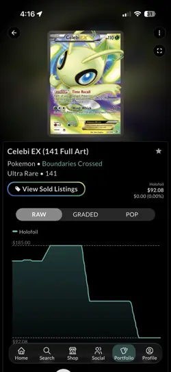 Pokemon TCG Celebi EX 141/149 Boundaries Crossed Full Art Ultra Rare Holo Card - Image 1