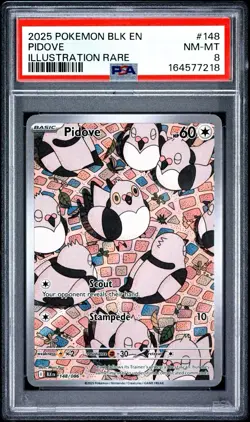 Pidove 148/086 Illustration Rare Blk En-black Bolt Pokemon PSA 8 - Image 1