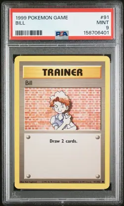 Pokemon 1999 Bill Base Set Unlimited 91/102 PSA 9 MINT - Image 1