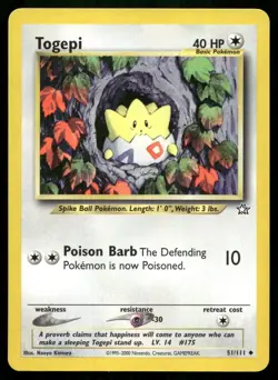 Togepi 51/111 Uncommon Neo Genesis Pokemon Unlimited Lightly Played - Image 1