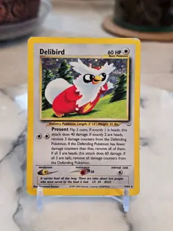 Pokemon TCG Delibird 05/64 Neo Revelation Unlimited Holo Vintage Heavy Play - Image 1