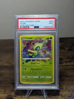 Pokemon Celebi 009/185 SWSH04 Vivid Voltage Holo Amazing Rare PSA 9 2020 - Image 1
