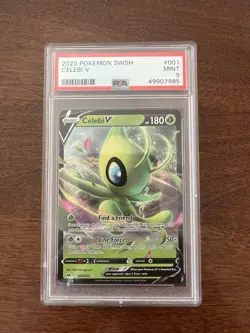 Celebi V 001/202 Sword & Shield Ultra Rare Holo PSA 9 Pokemon Card English - Image 1