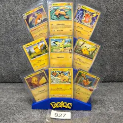 Pikachu Raichu Pichu Pokemon Card Lot w Custom 3D Printed Display Stands - Image 1