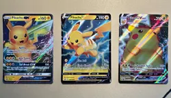Pokemon TCG Pikachu Lot 3 Pikachu GX SM232 Pikachu V SWSH063 Pikachu VMAX - Image 1