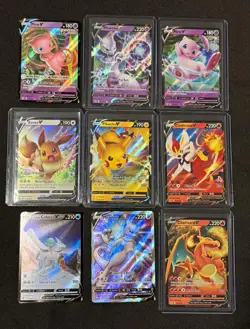 Pokemon TCG 9-Card V Lot Mew Mewtwo Eevee Pikachu Cinderace - Image 1