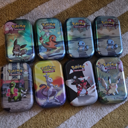 Pokemon TCG Empty Mini Tin Lot of 8 - Eevee Charmander Squirtle Mewtwo Pikachu - Image 1