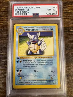 1999 Pokemon Base Set 1st Edition 42 Wartortle PSA 8 54924138 Graded Pokemon Car - Image 1