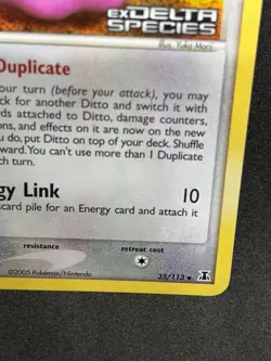 Pokemon TCG Ditto EX Delta Species Card 35/113 Reverse Holo Stamped MP Condition - Image 4