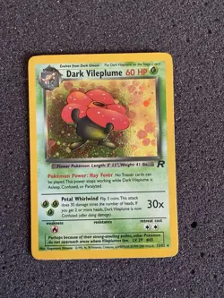Pokemon Dark Vileplume TCG Holo Card Unlimited Rare, Vintage 13/82 - Image 1