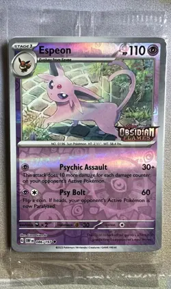 Espeon 086/197 Pokemon Obsidian Flames Stamped Sealed Promo Card - Image 1