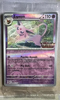 Espeon 086/197 Pokemon Obsidian Flames Stamped Sealed Promo Card - Image 2