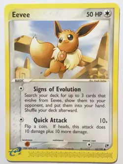 Eevee 63 /100 LP - 2003 EX Sandstorm Pokemon Card - Kouki Saitou Art - Image 1