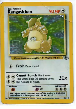 Kangaskhan 5/64 Holo Rare Jungle Pokemon Unlimited Holo Damaged - Image 1