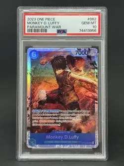 PSA 10 2023 One Piece English SR Paramount War Monkey D Luffy #OP02-062 - Image 1