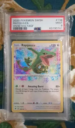 2020 Pokemon Rayquaza 138/185 Vivid Voltage PSA 9 - Image 1