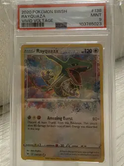 2020 Pokemon SWSH Vivid Voltage #138 Rayquaza PSA 9 MINT - Image 1