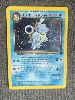 Pokemon Dark Blastoise Holo Card 3/82 Team Rocket WOTC Vintage MP/LP *SWIRL* 🌀 - Image 1